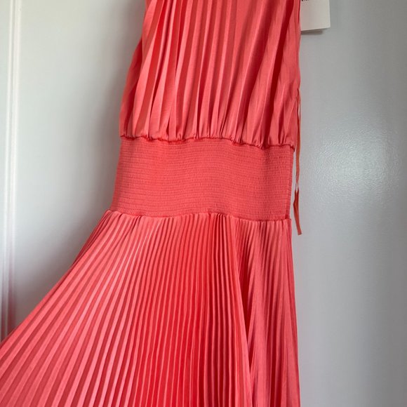 A.L.C. Renzo Asymmetrical Halter Pleated Midi Dress SZ 00 Maillot Smocked - Picture 7 of 12